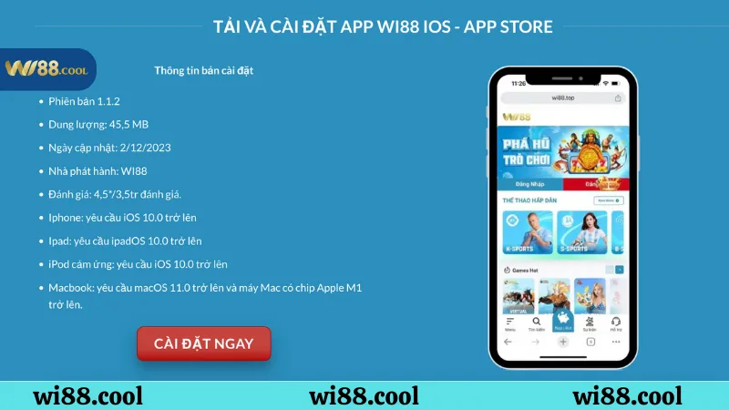 Hướng dẫn chi tiết để cược thủ tải app wi88 IOS