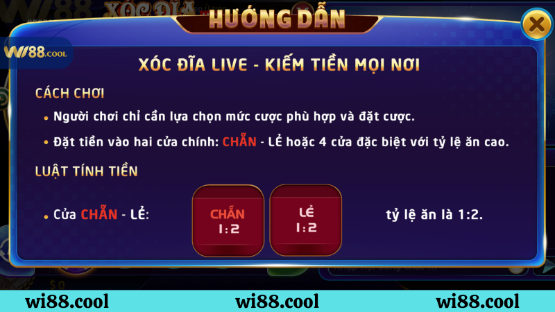 Hướng dẫn cách chơi xóc đĩa livestream Wi88