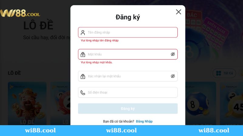 Hướng dẫn đăng ký tài khoản Wi88